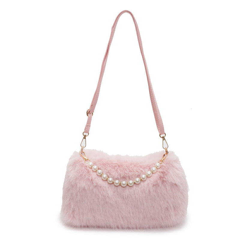 Bolso Bandolera Cadena Perlas Mujer - Felpa