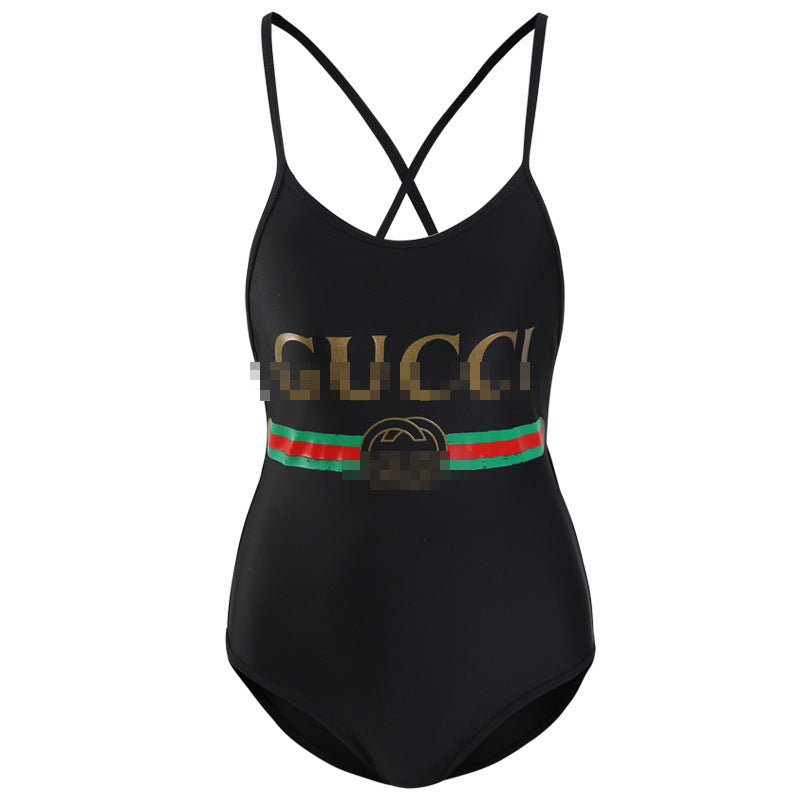 Nuevos bañadores transfronterizos, ropa deportiva sexy de una pieza con tirantes, bañadores con letras para mujer populares en Europa y América
