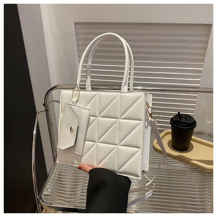 Bolso de Hombro a Cuadros con Cartera Mujer