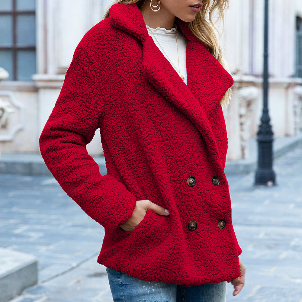 Abrigo Pelo Sintético Mujer Holgado - Botones Invierno