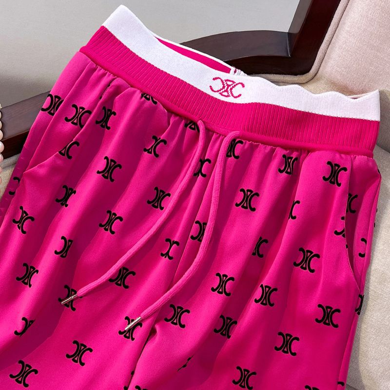 Pantalones de acetato de pierna recta para mujer, nuevos pantalones flocalados de verano, pantalones largos de talle alto que ajustan, pantalones casuales y elegantes para mujer