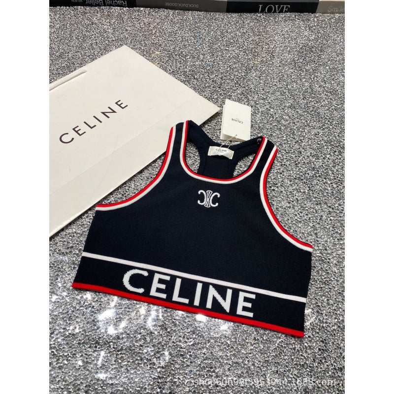 CC Primavera/Verano 2026 Nuevo diseño de nicho con dobladillo con botones de letras bordadas con chaleco I I-string