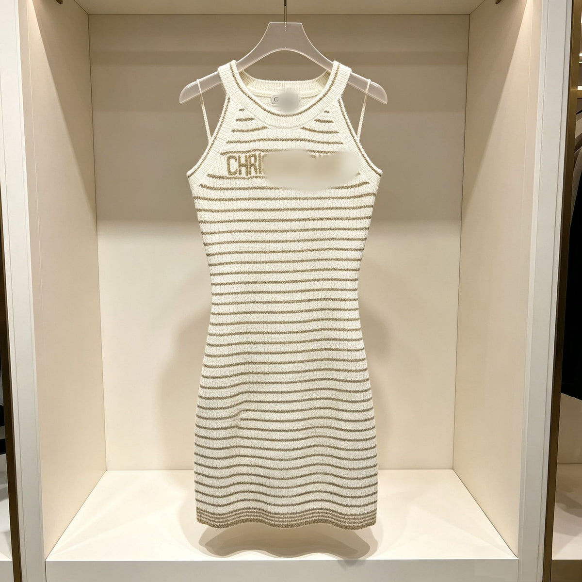 Robe en maille rayée | Ajustée sans manches 2026