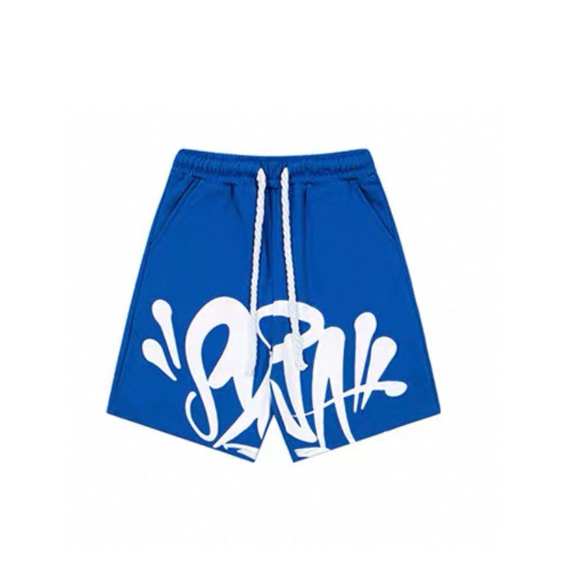 Camiseta americana de hip-hop callejero, camiseta de manga corta holgada con letras de hombre, pantalones cortos informales, conjunto deportivo versátil