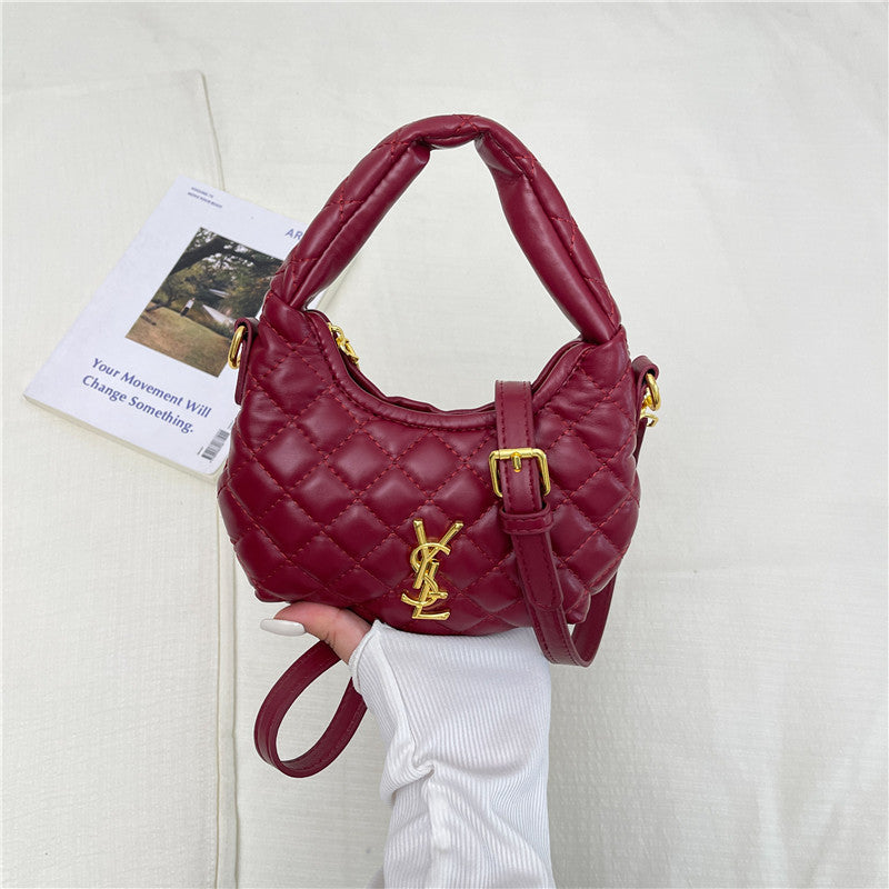 Bolso cruzado de un solo hombro bordado con diseño de bolso transfronterizo para mujer, diseño de bolso de mano de nicho, con patrón de diamantes bordado y vendido