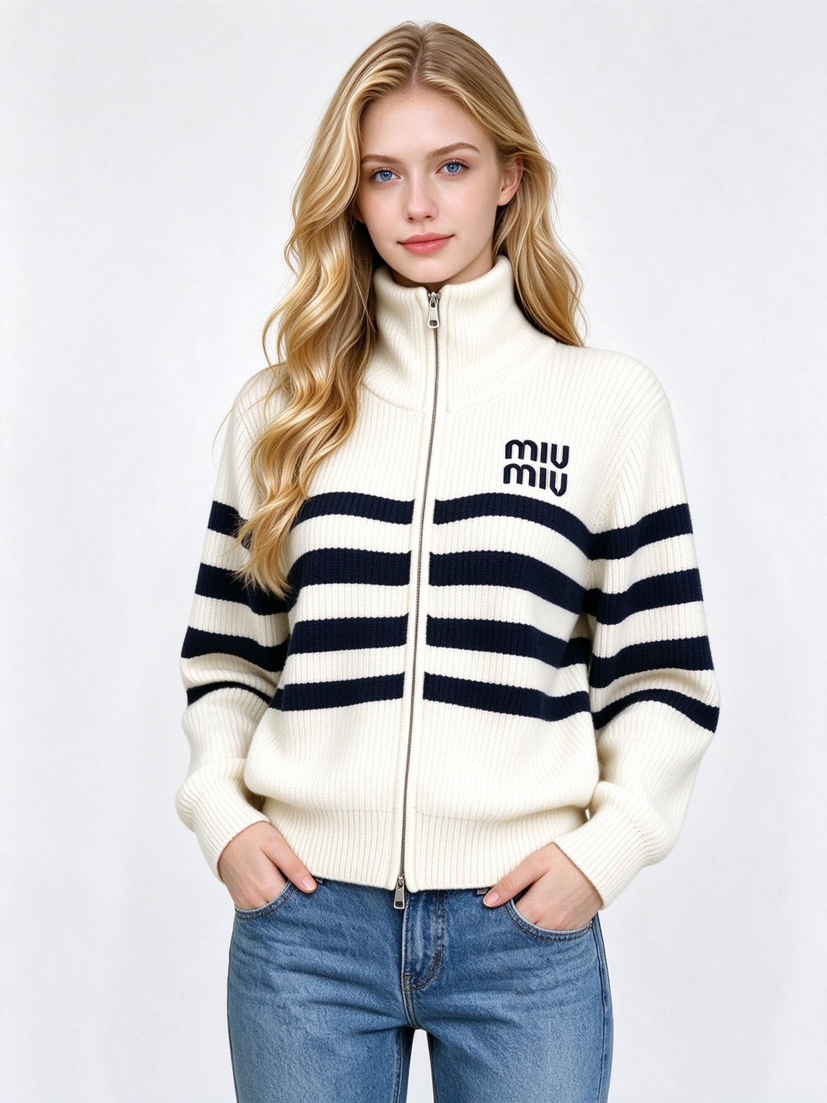 Women's MM Knit Cardigan | High neck and zip