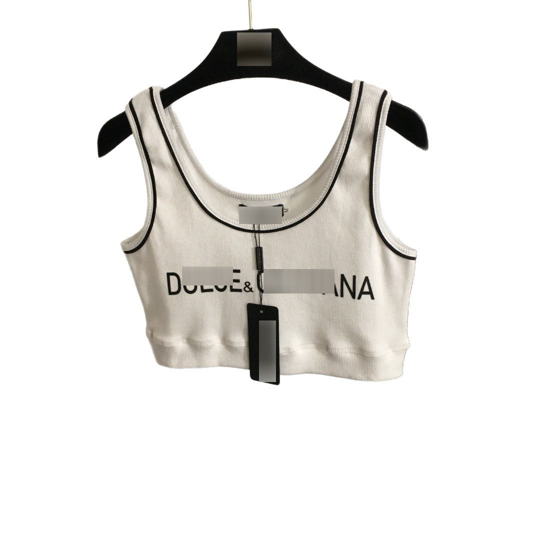 2025 Summer Nanyou New Fashion Logo Capa interior con letras desplazadas, listas ranuradas algodón puro chaleco casual versátil