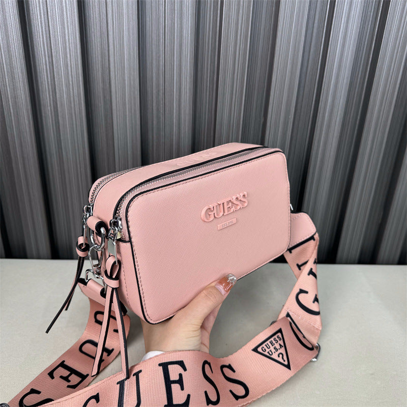Bolsa de cámara con patrón cruzado Comercio exterior transfronterizo Nuevo bolso de cámara Letra de un hombro Bandolera Bandolera de mujer Bolsas de mano Bandolera pequeña Pequeña Bolsa cuadrada Tide