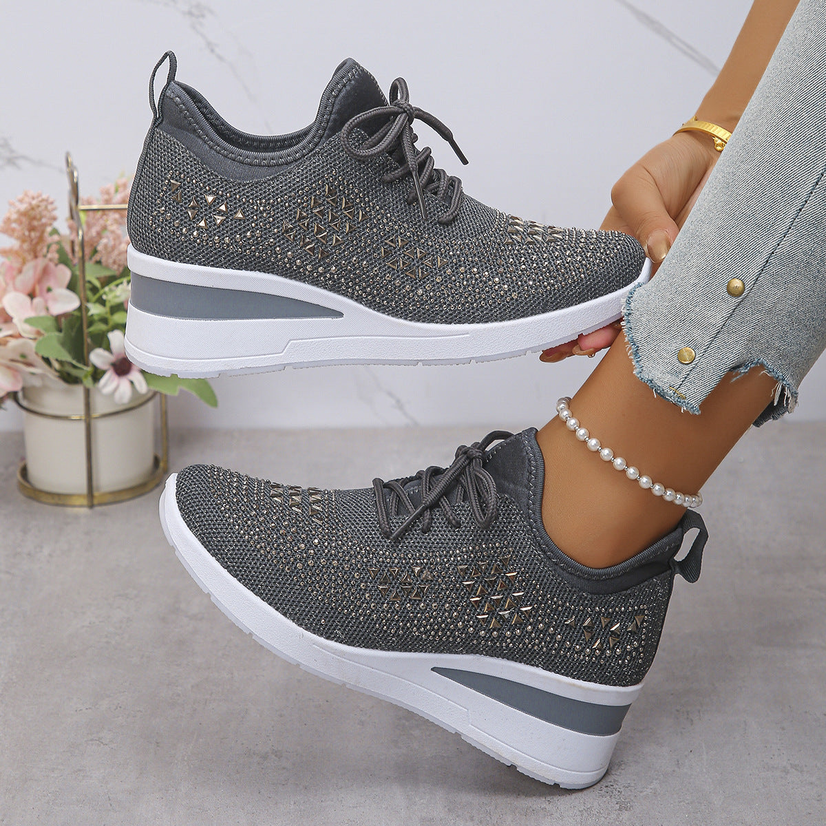Zapatillas nuevas transfronterizas, zapatillas de mujer, zapatillas casuales transpirables primavera 2026, zapatillas de malla deportivas de malla para realzar