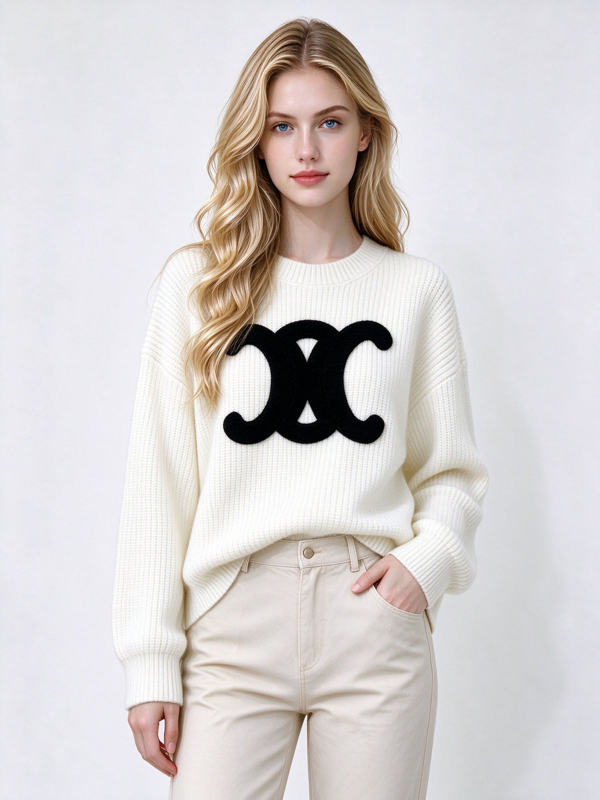 Women's Knit Top EC | Gray and Milky White