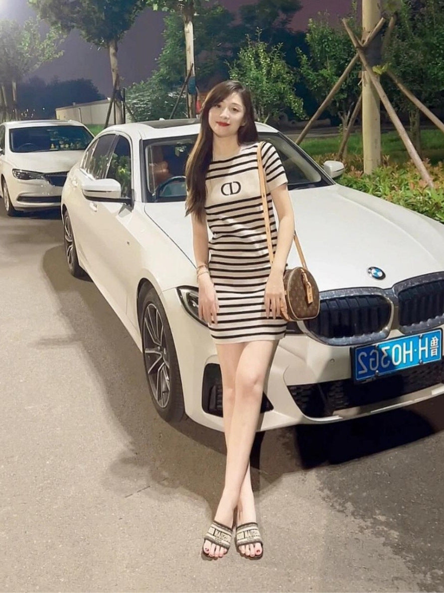 Women's striped knit dress CD | Summer style
