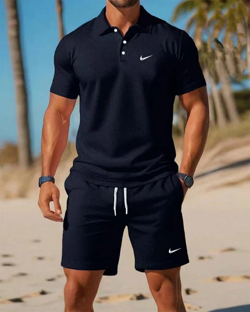 Conjunto de polo deportivo casual para verano transfronterizo 2026, sencillo, a la moda, de secado rápido, transpirable