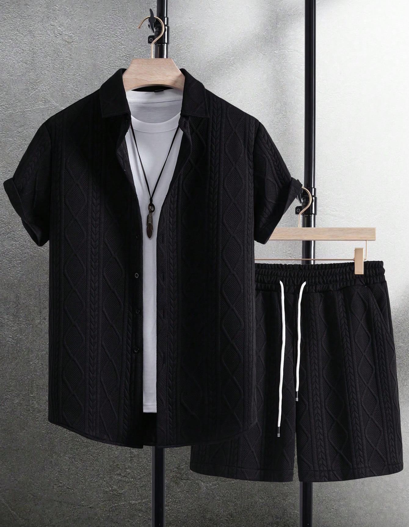 Temu Shein conjunto de camisas casuales de verano para hombre y pantalones cortos de playa de manga corta