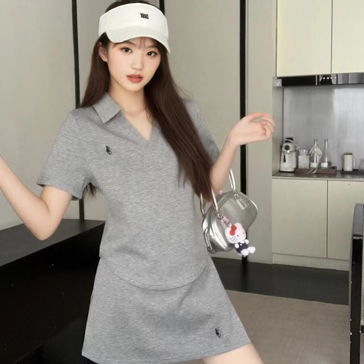 Ropa de mujer: conjunto casual casual de primavera de talla grande, cobertura suelta de verano para mujer, top chic de color sólido+