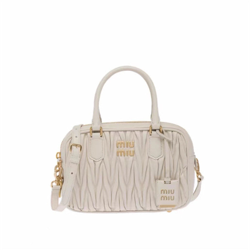 Women's Boston Bag MM | Pleated Design | No Box
