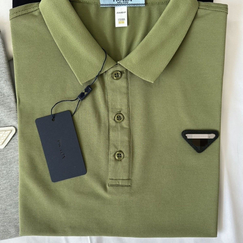 Polo Hombre Manga Corta | Logo Metálico Triangular | Clásico Casual