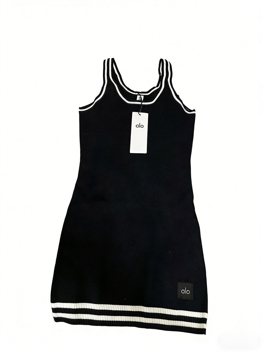 Primavera/verano 2026 nuevo vestido de punto de tirantes alo para mujer, vestido deportivo transpirable al aire libre, vestido base sexy