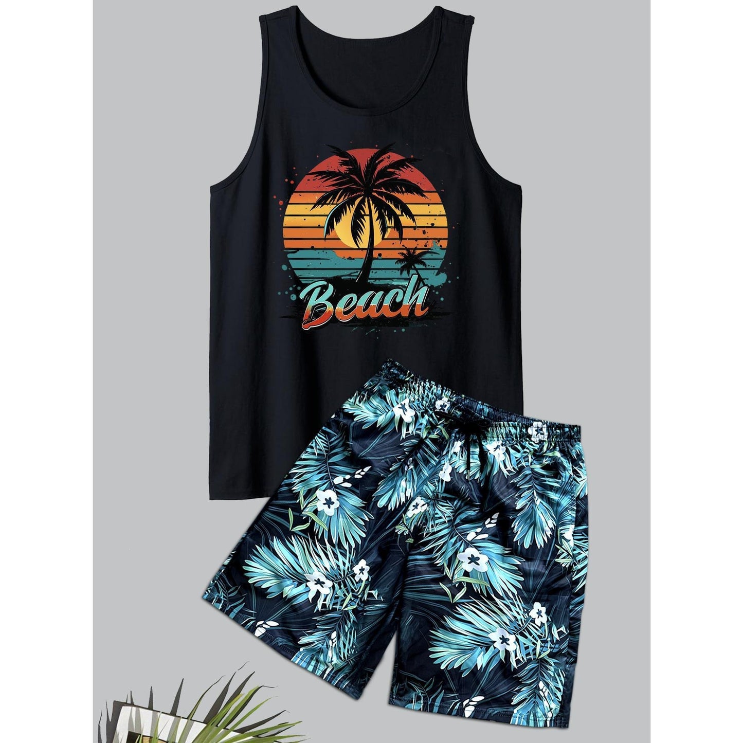 Conjunto casual de hip-hop casual de verano con impresión digital 3D de Amazon de Amazon lleva pantalones cortos de cuello redondo y manga corta sueltos