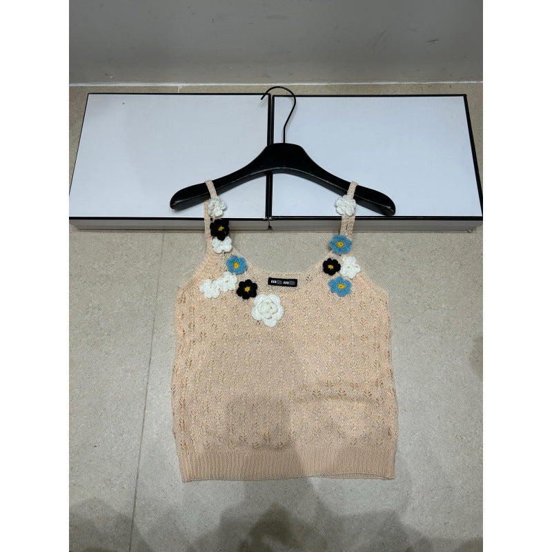 T-shirt de Malha MM para Mulher | Flores 3D Sem Mangas