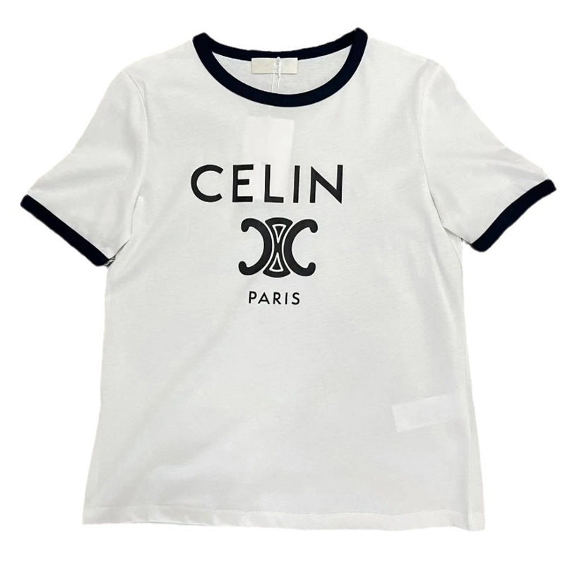 Cuello clásico de alta gama para mujer Nanyou, letras de retazos de moda primavera/verano, adelgazante y versátil