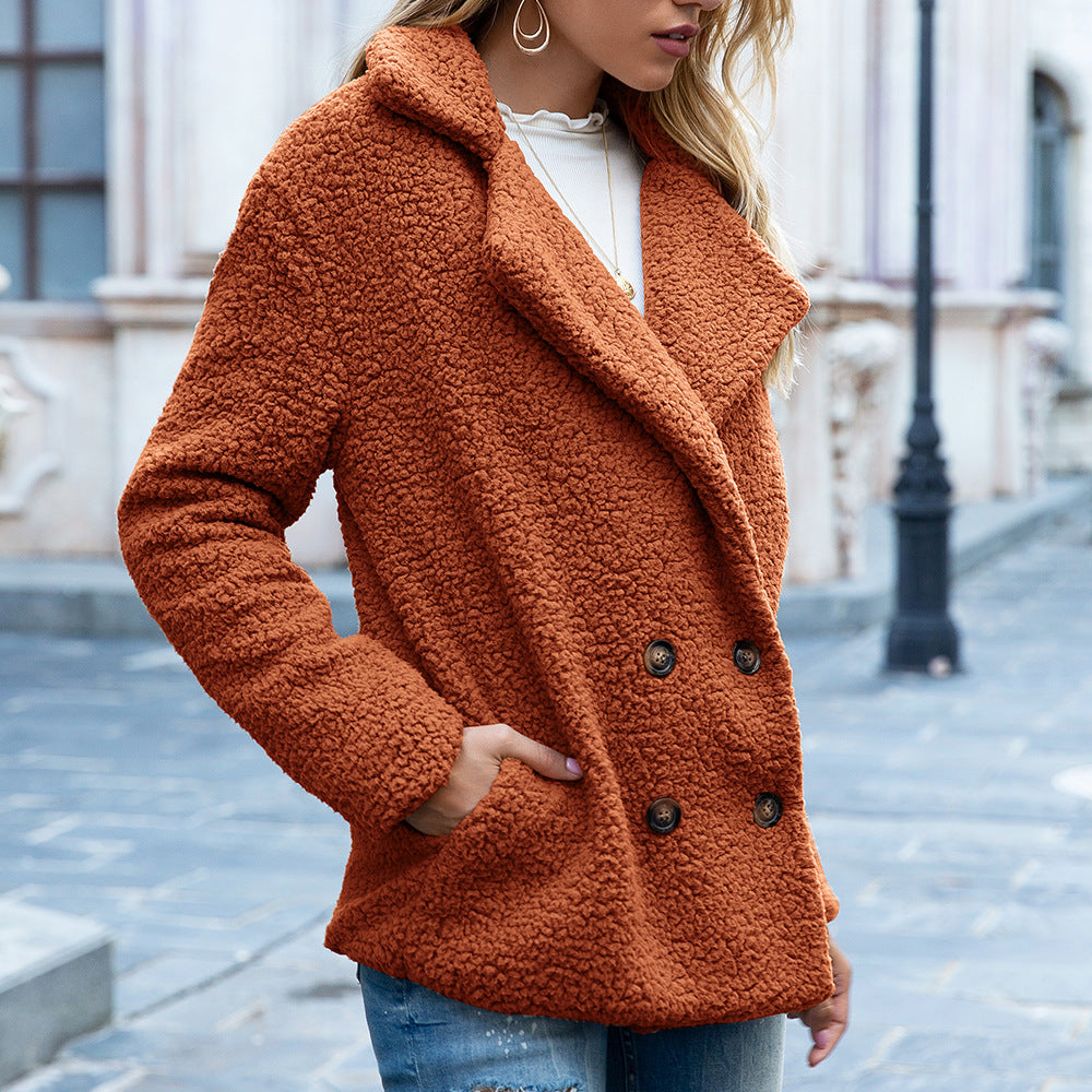Abrigo Pelo Sintético Mujer Holgado - Botones Invierno