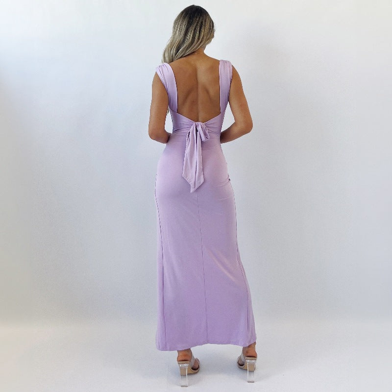 Vestido Slit Sin Mangas Mujer - Lazo Espalda
