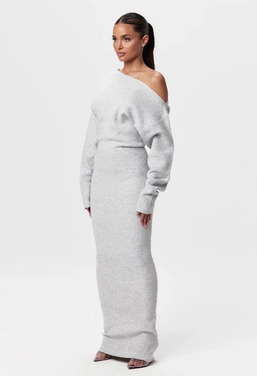 Vestido Largo Bodycon de Manga Larga con Hombros Descubiertos para Mujer – Envío Gratis