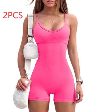 Spaghetti Strap Shorts Jumpsuit Sports Yoga Workout Tight Romper Women Fashion Fitness Sportwear envio-gratis