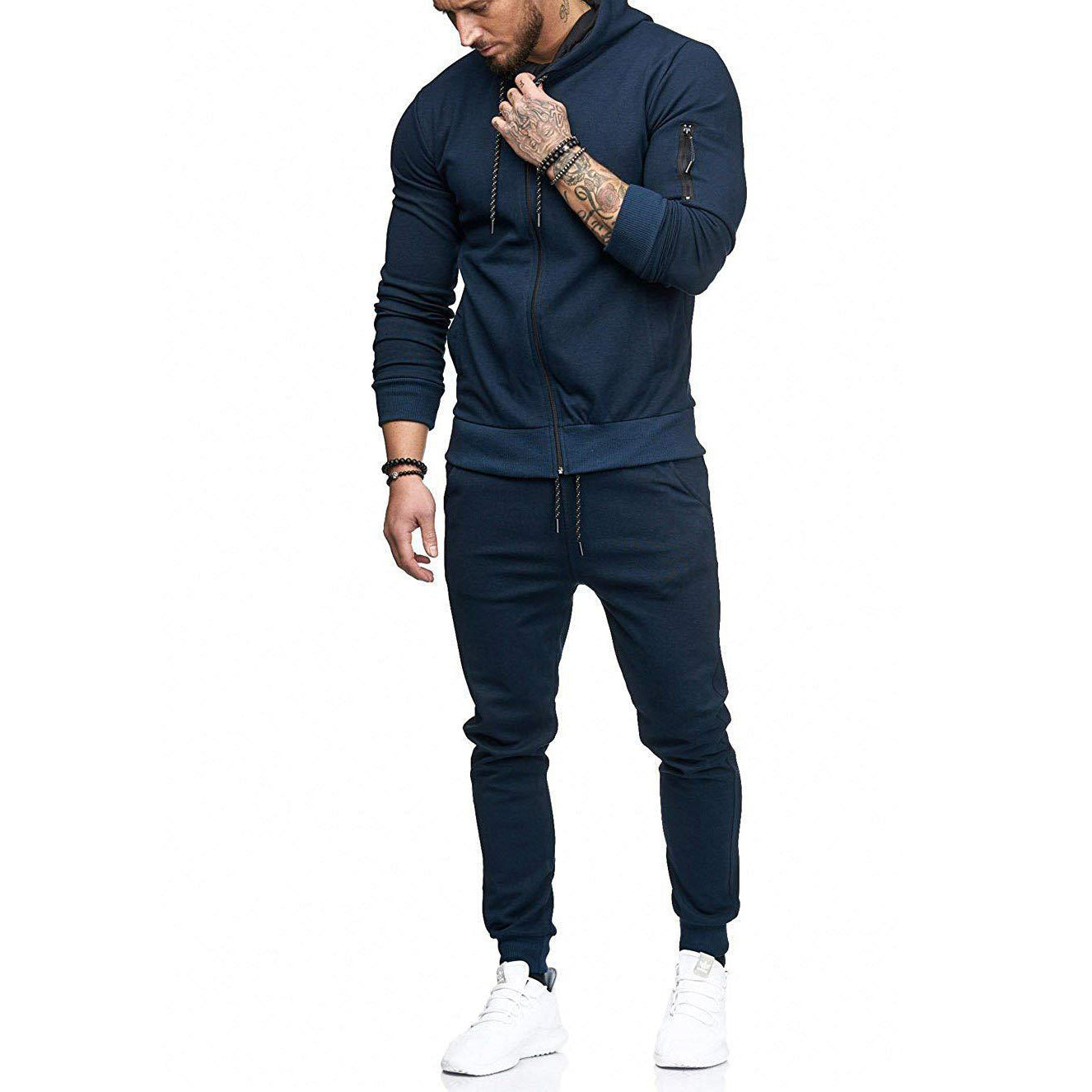 Amazon Topo Invierno Camiseta deportiva deportiva Slim Cardigan con cremallera Brazo de Moda a rayas de Amazon Conjunto de Tendencias para Hombres