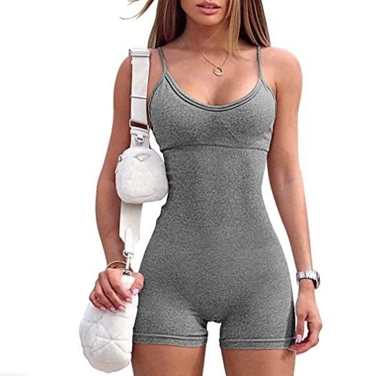 Spaghetti Strap Shorts Jumpsuit Sports Yoga Workout Tight Romper Women Fashion Fitness Sportwear envio-gratis