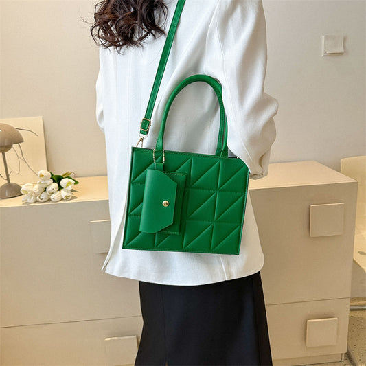Bolso de Hombro a Cuadros con Cartera Mujer
