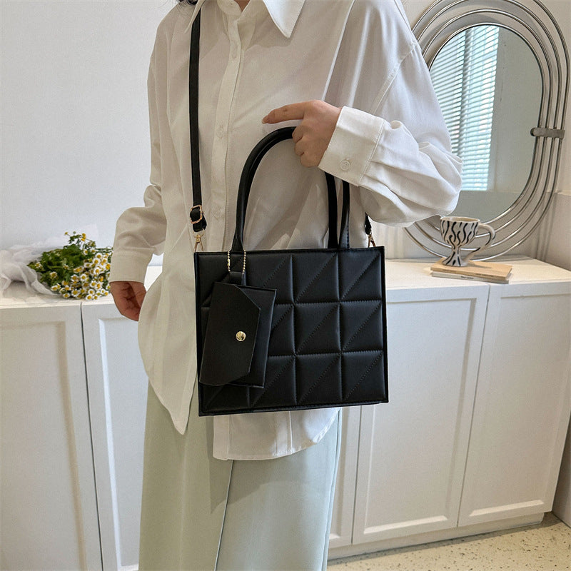 Bolso de Hombro a Cuadros con Cartera Mujer