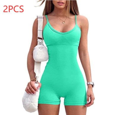 Spaghetti Strap Shorts Jumpsuit Sports Yoga Workout Tight Romper Women Fashion Fitness Sportwear envio-gratis