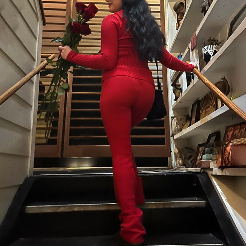 Hoodie Suit Sports Leisure Sexy Zip Long Sleeve Sweater And High Waist Long Pants Set Women's Clothing envio-gratis