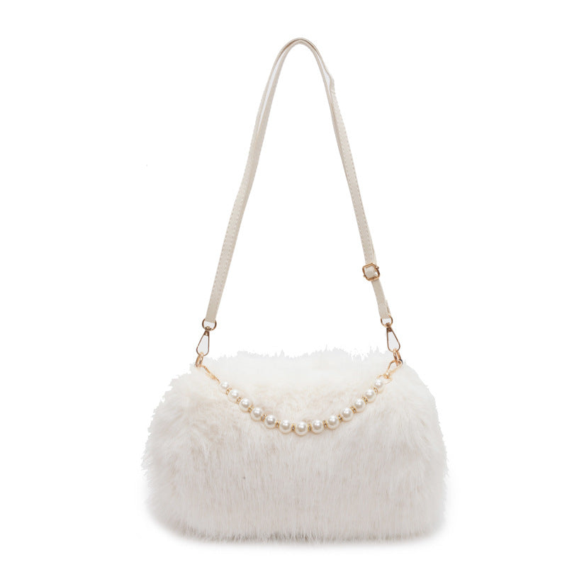 Bolso Bandolera Cadena Perlas Mujer - Felpa