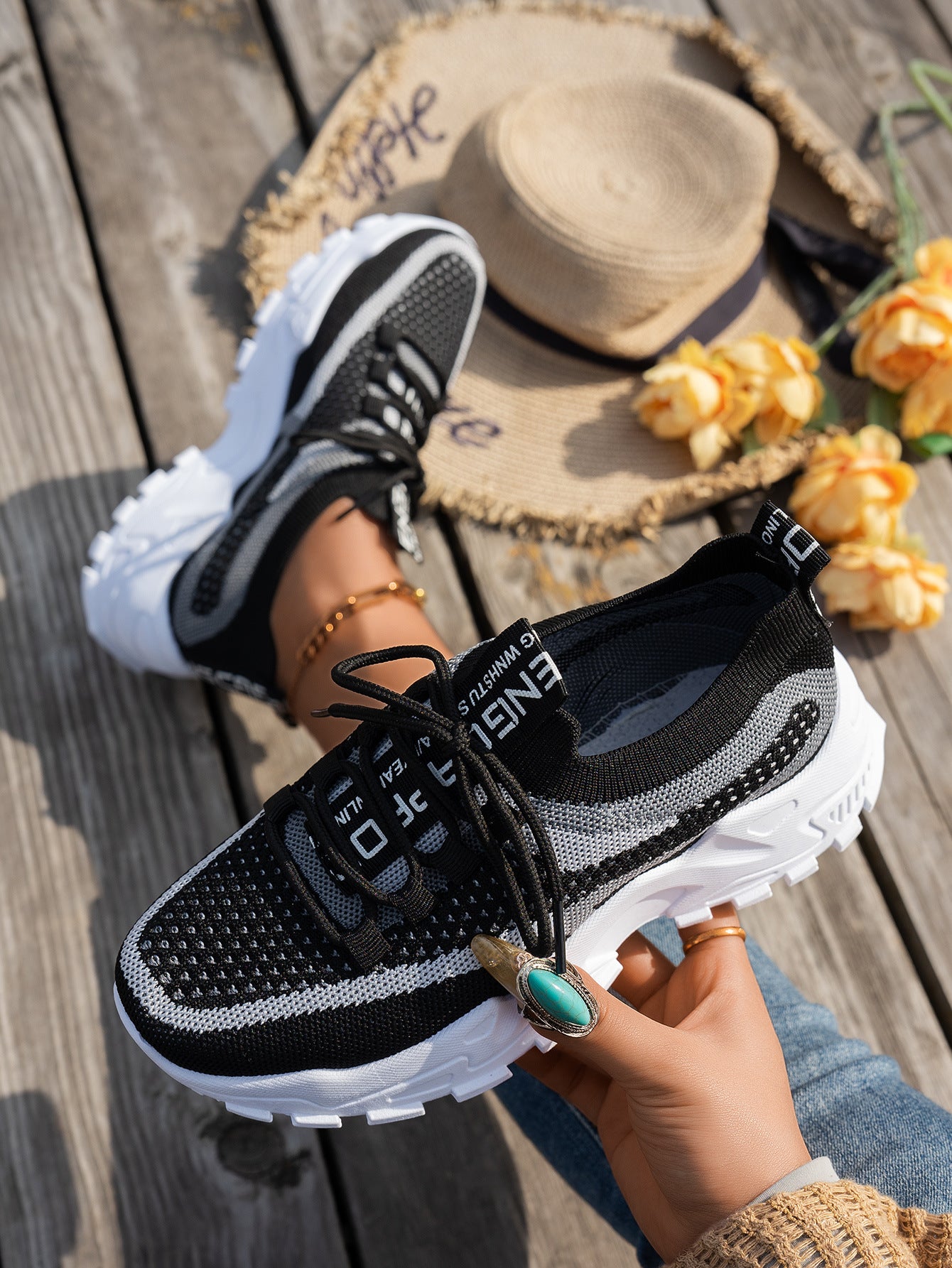 Flyknit Mesh Shoes Women's Breathable Lace-up Sneakers Walking Running Casual Shoes envio-gratis
