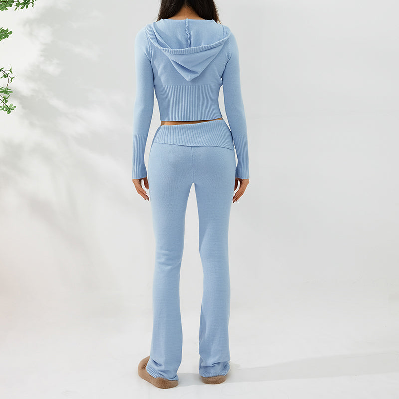 Hoodie Suit Sports Leisure Sexy Zip Long Sleeve Sweater And High Waist Long Pants Set Women's Clothing envio-gratis