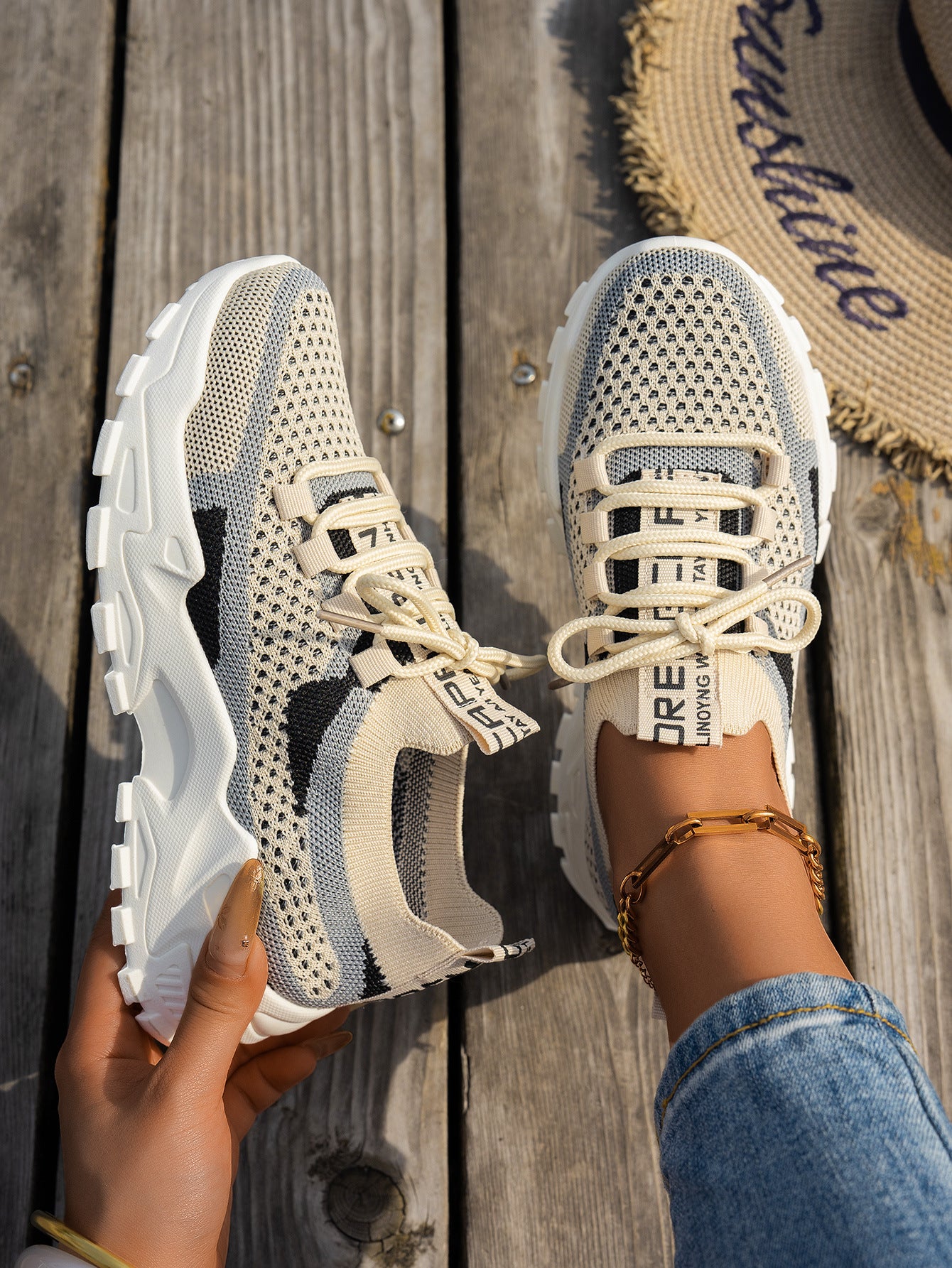 Flyknit Mesh Shoes Women's Breathable Lace-up Sneakers Walking Running Casual Shoes envio-gratis