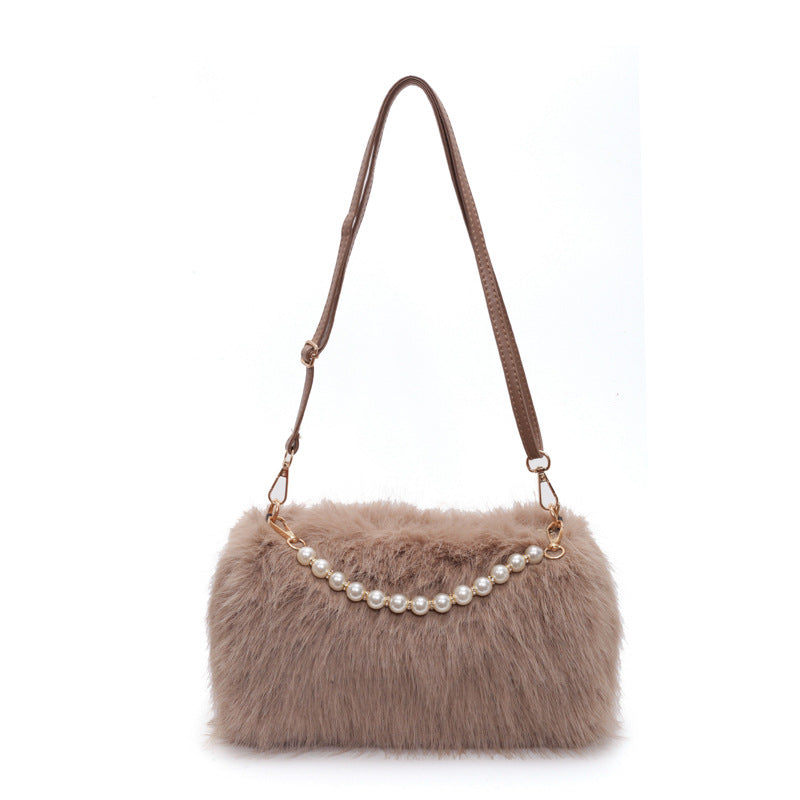 Bolso Bandolera Cadena Perlas Mujer - Felpa
