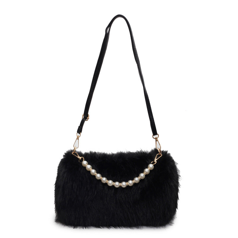 Bolso Bandolera Cadena Perlas Mujer - Felpa