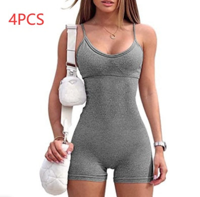 Spaghetti Strap Shorts Jumpsuit Sports Yoga Workout Tight Romper Women Fashion Fitness Sportwear envio-gratis
