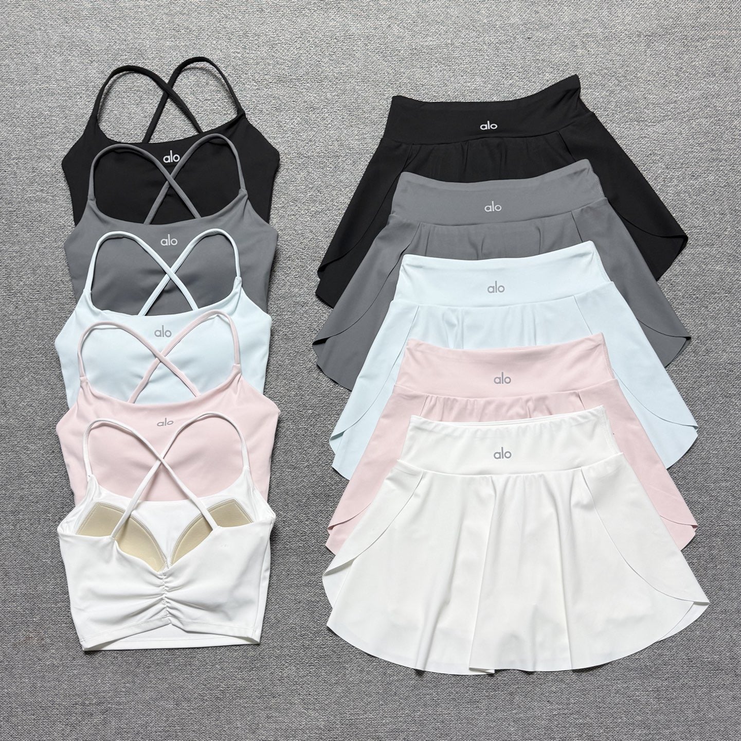 Conjunto de falda de yoga plisada de primavera y verano Alo26 Set de falda de golf para correr fitness conjunto de dos piezas