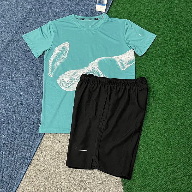 Men's Sportswear Set | Quick-Dry Ice Silk T-Shirt + Shorts