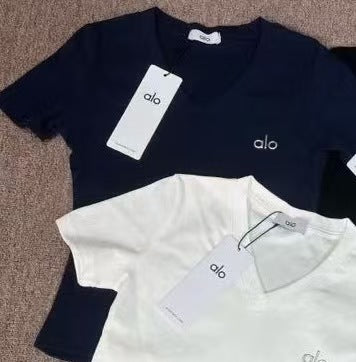 Nueva camiseta de manga corta de cuello de algodón y melocotón de Bamboo Joint para mujer 2026 camiseta slim slim de verano Top High Edition
