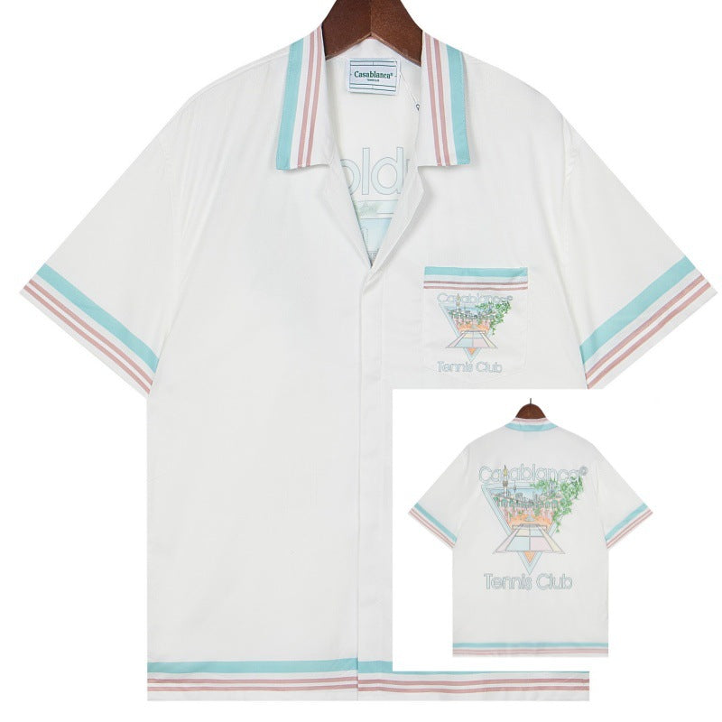 Set de camiseta de manga corta con letras de un partido de fútbol CASA de primavera/verano, jersey holgado y de moda para hombres