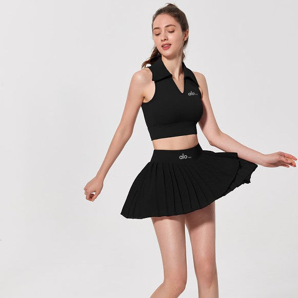 Impresionante conjunto deportivo de tenis de ALOSCO, mono fino de bádminton de verano para mujer, falda corta de yoga, chaleco de fitness de secado rápido