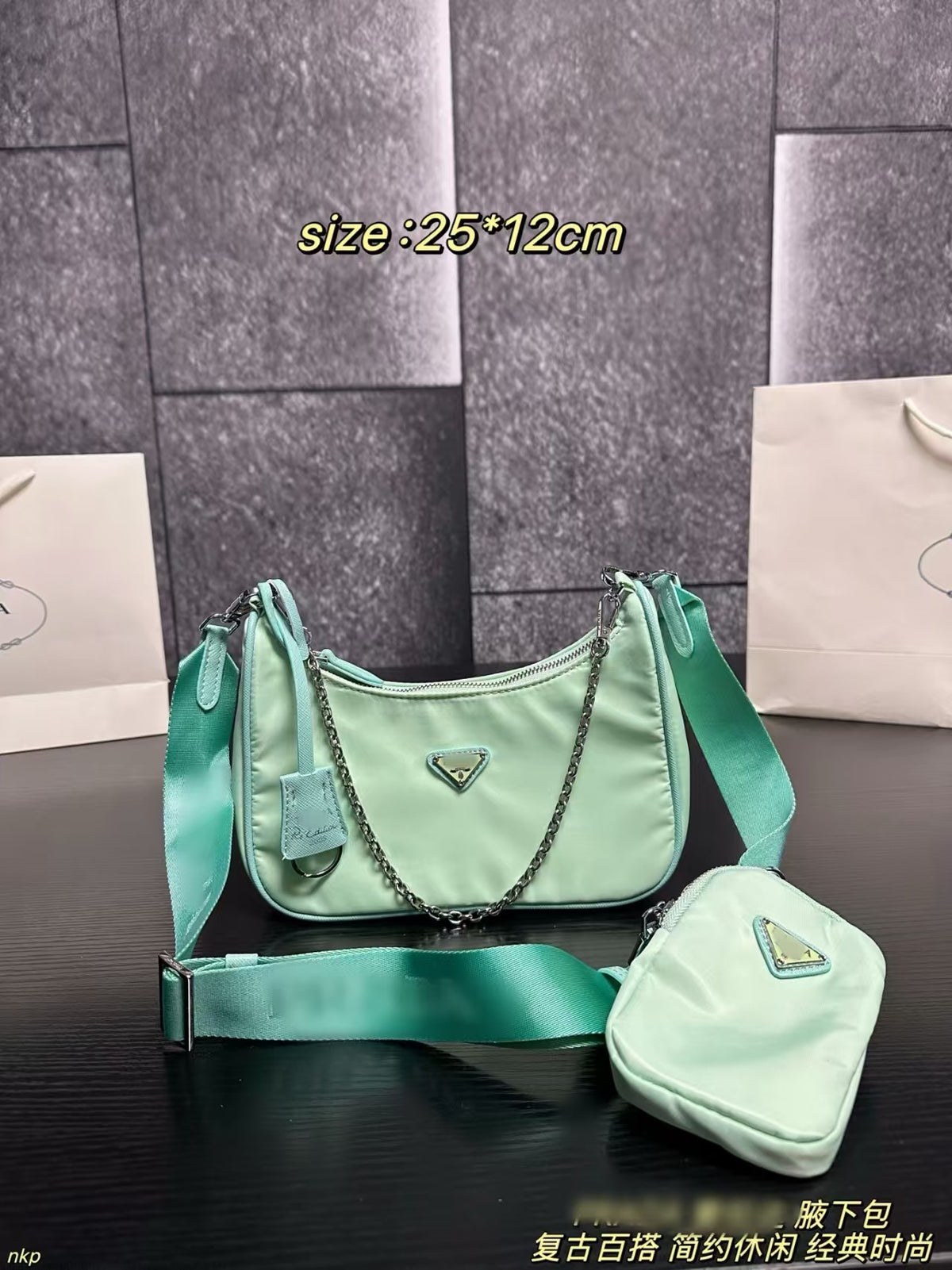 Bolso GUE | Nailon Y Cadena | Con Caja