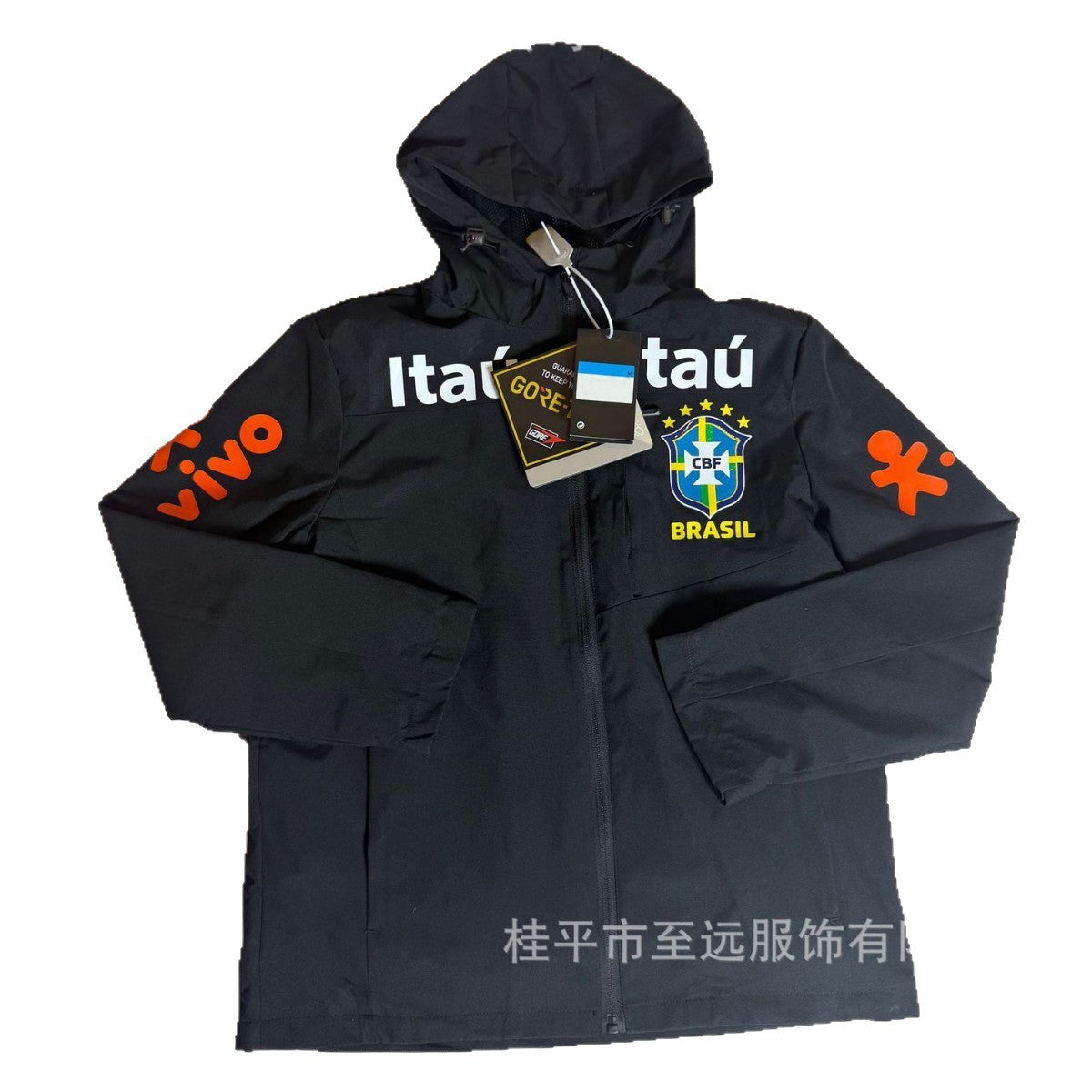 Veste brésilienne, coupe-vent à capuche, veste imperméable coupe-vent, usine d'articles de sport, vêtements d'entraînement de football en gros