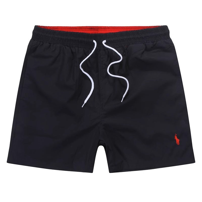 Polo de playa masculino de verano 2026 Shorts surf de tres puntas bordados con cordones Rápido Pantalones deportivos holgados Casual para casa