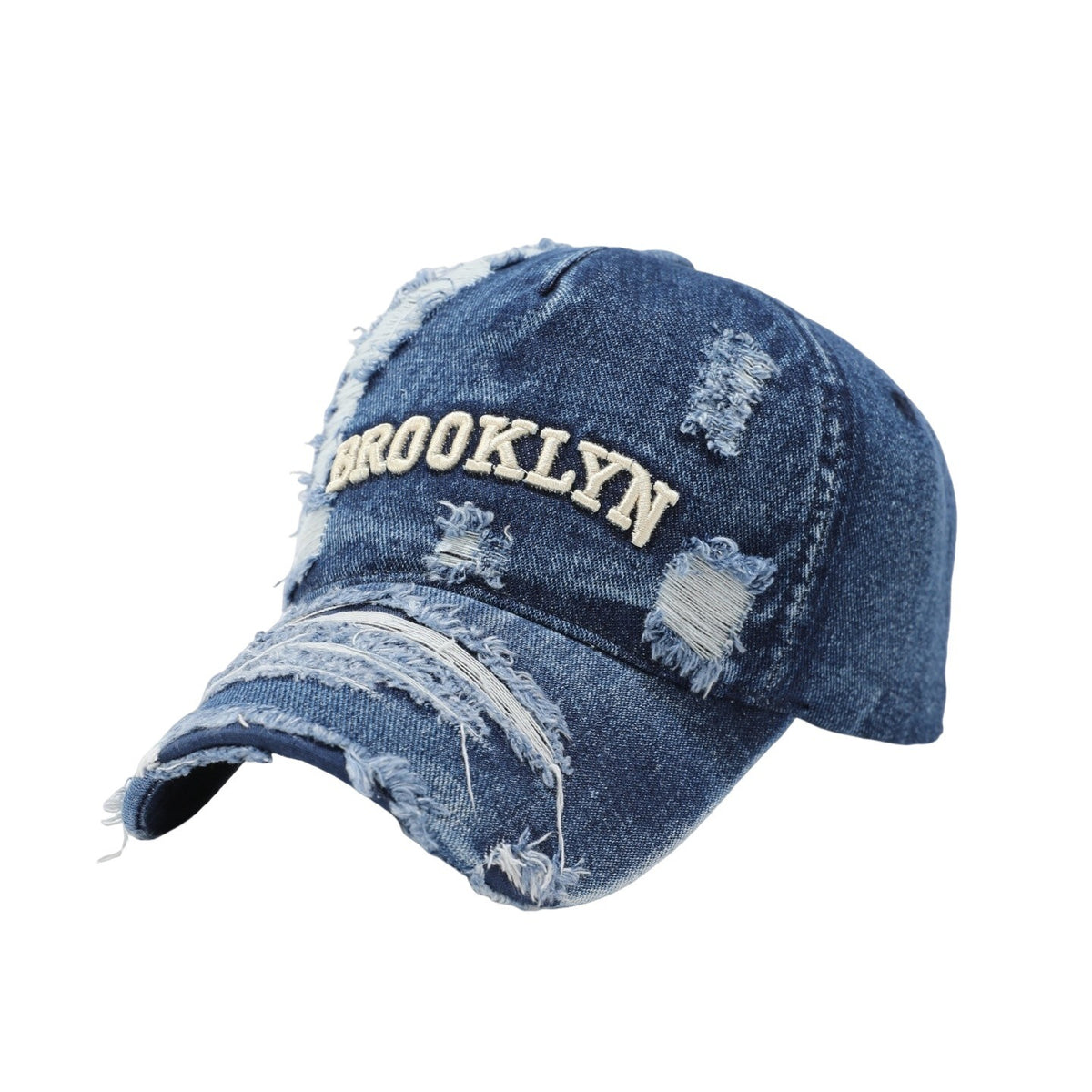 Commerce extérieur BROOKLYN casquette en jean déchiré, chapeau à bec de canard à bord petit et grand pour hommes, délavé et de haute qualité qui met en valeur le visage
